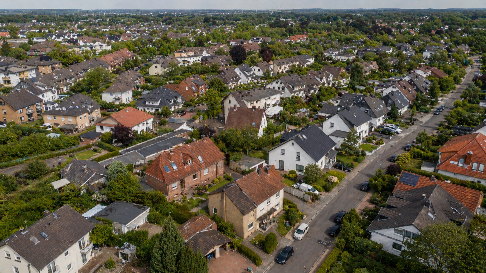 Rheinland Wohngebiet aus der Vogelperspektive